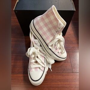 Converse Pink and White Checkered Platform Shoes